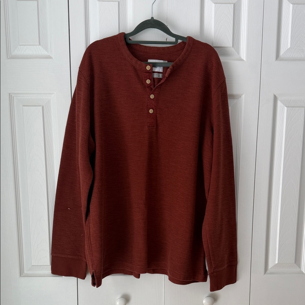 Goodfellow & Co Men's Long Sleeve Henley Shirt - Rust